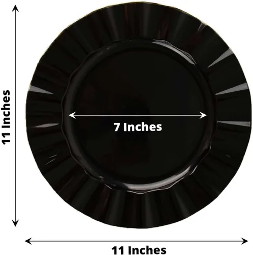 Miniatura 3 de Efavormart - Platos de cena de 11 pulgadas – Juego de 10 platos desechables redondos de plástico negro con borde dorado rizado – Vajilla elegante