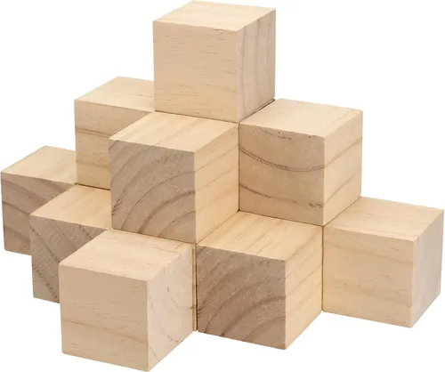 Miniatura 9 de 60 bloques de madera sin terminar de 2 x 2 x 2 pulgadas, bloques de madera maciza natural cuadrados cubos de madera para decoración de pintura
