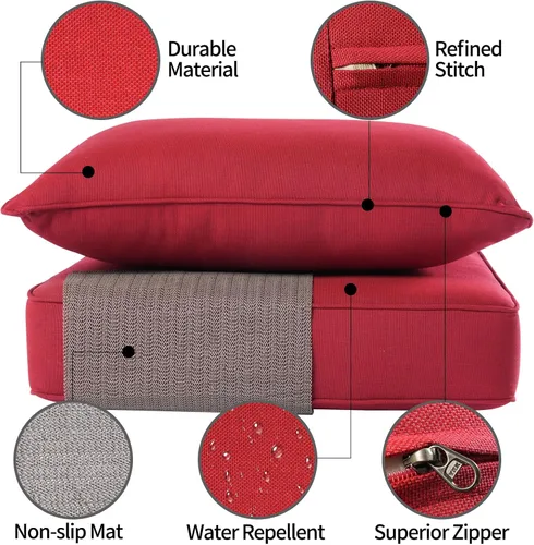 Miniatura 3 de Juego de cojines para silla de interior o exterior, 24Lx24W, cojines de repuesto para muebles de patio todo clima, para primavera/verano, asiento