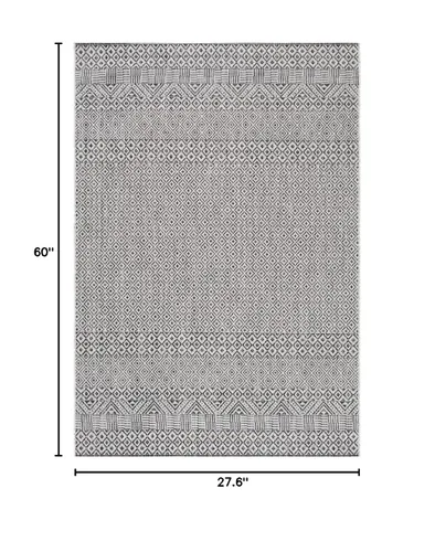 Miniatura 2 de SAFAVIEH Alfombra lavable al aire libre, colección Courtyard - 2'3" x 5', gris y negro, no desprende pelusa y fácil limpieza, ideal para patio