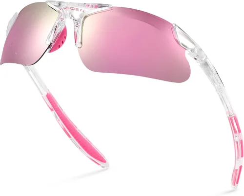 Miniatura 32 de Gafas de sol deportivas polarizadas para niños y niñas, gafas de béisbol y sóftbol, montura TR90 Negro Espejo azul hielo