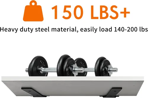 Miniatura 5 de Soportes flotantes para estantes, soporte industrial resistente de 6 pulgadas, soportes en L de metal negro para estantes, soporte para bricolaje