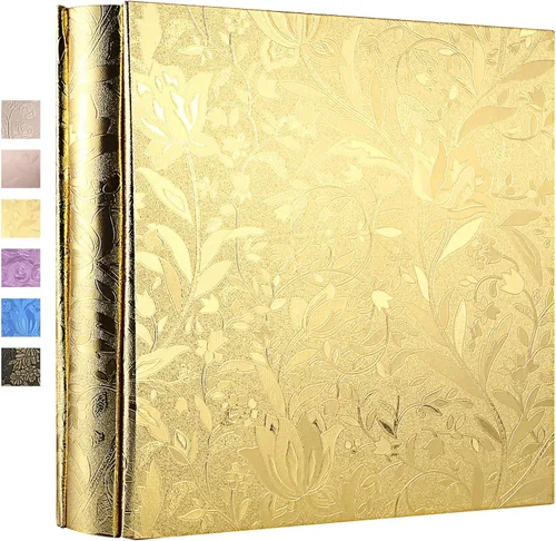 Miniatura 7 de Vienrose - Álbum de fotos 4x6, libro grande de fotos con 600 compartimentos, funda de piel sintética PU para álbum de boda, bebé, graduación Oro