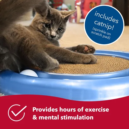 Miniatura 3 de Coastal Pet Turbo Scratcher Juguete para Gatos - Almohadilla Rascadora de Cartón para Gatos con Pista de Pelota de Juguete y Hierba Gatera