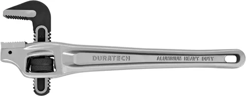 DURATECH Llave de tubo desviada de aluminio resistente de 14 pulgadas, capacidad de 2 pulgadas de mordaza, llave de fontanería ajustable, forjada