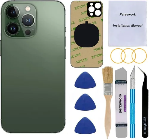 Miniatura 10 de Reemplazo de cristal trasero OEM (dorado) compatible con iPhone 13 Pro Max de 6.7 pulgadas, todos los portadores con adhesivo preinstalado y kits