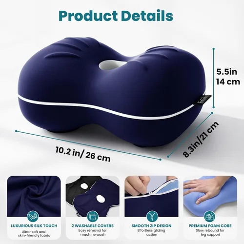 Miniatura 6 de Almohada de rodilla para personas que duermen de lado, almohada suave de alineación de la columna vertebral, almohadas de rodilla de espuma