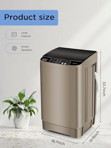 Miniatura 3 de F.W.WOOLWORTHS - Lavadora completamente automática de 17.7 libras con pantalla LED, lavadora de ropa con bomba de drenaje, 10 programas de lavado