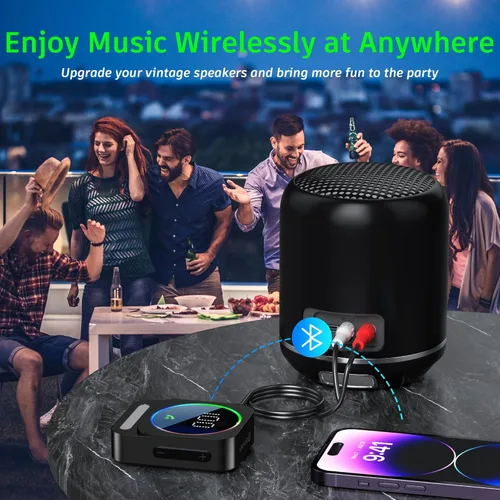 Miniatura 4 de SONRU Receptor Bluetooth 5.3 para Coche, Adaptador de Audio Inalámbrico para Coche/Estéreo de Casa/Auriculares con Cable/Altavoz, Adaptador Aux Negro
