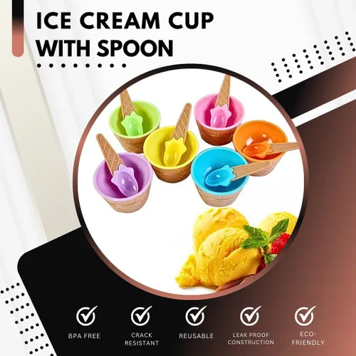 Miniatura 3 de Green Direct Copas de yogur congelado de helado de Sundae de plástico con cucharas - Cuencos de postre para helado (240)