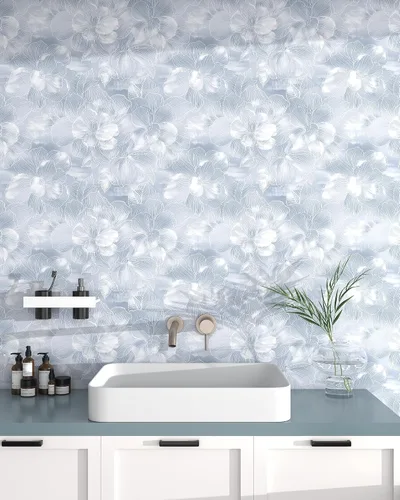 Miniatura 2 de tiltil Papel Tapiz Despegar y Pegar con Flores Azul y Blanco Papel de Contacto Boho 17.7"x78.8" Papel Tapiz Autoadhesivo Removible Moderno Papel