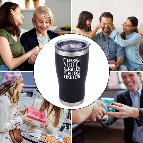 Miniatura 5 de Vaso de golf – Regalo perfecto de golf, taza de café aislada al vacío de 20 onzas con tapa y pajilla, regalo divertido para hombres, golfistas