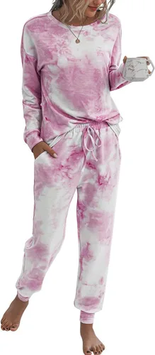 Miniatura 19 de Prettygarden - Conjunto de pijama de dos piezas para mujer, diseño de teñido anudado, sudadera informal de manga larga con pantalones largos, ropa