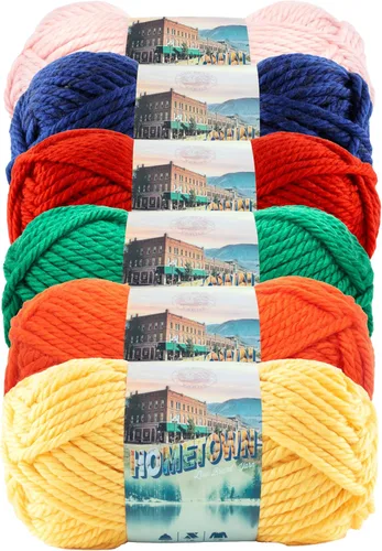 Miniatura 46 de Lion Brand Yarn Hometown - Ovillo de lana súper voluminoso para tejer, ganchillo y manualidades, 1 unidad, Phoenix Azalea