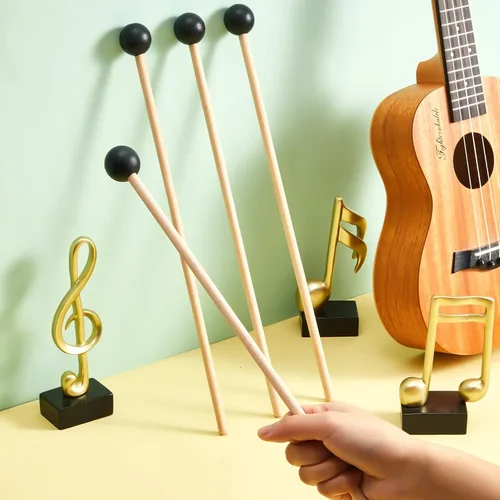 Miniatura 5 de Boao 6 piezas de mazo de goma de percusión xilófono de palitos de glockenspiel, palitos de tambor con mango de madera, mazo de goma, kit