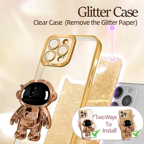 Miniatura 179 de Buleens Funda para iPhone 11 Pro Max Astronauta, Fundas Transparentes para iPhone 11 ProMax con Papel con Purpurina y Soporte de Astronauta, Mujeres