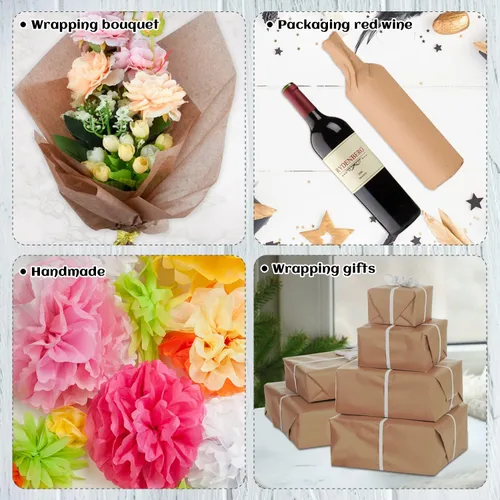 Miniatura 7 de NEBURORA 120 hojas de papel de seda marrón oscuro para envolver, 14 x 20 pulgadas - Papel de envolver marrón a granel para bolsas de regalo