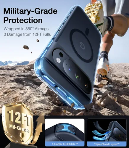 Miniatura 5 de TORRAS Funda magnética a prueba de golpes para Google Pixel 10 Pro XL, fuerte ajuste magnético para MagSafe, protección de grado militar de 12 pies
