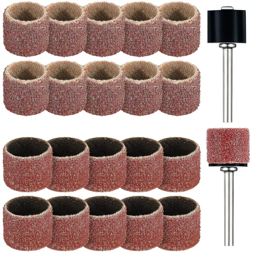Kit de repuesto de 22 molinillo de uñas para mascotas con bandas de lijado de arena, tambores de molienda negra para el cuidado de las garras de
