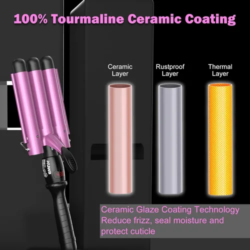 Miniatura 4 de kuwa 15 Rizador de Temperatura Variable para Cabello, Rizador de 3 Barriles, Ondulador de Cabello para Mujeres, Herramienta para Cabello WaverHair