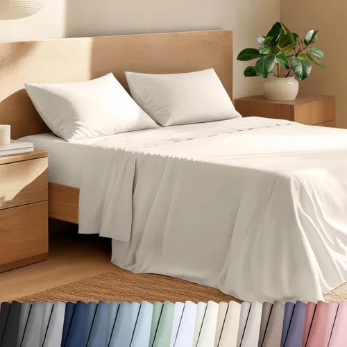 Miniatura 19 de Bare Home Juego de sábanas individual XL 100% algodón orgánico - Tejido de percal crujiente - Ligero y transpirable - Sábanas y fundas de almohada