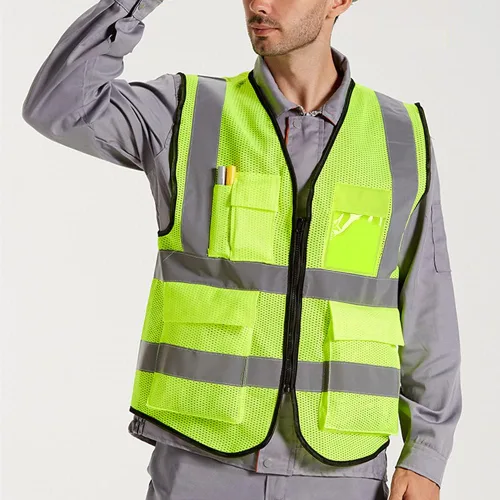 Miniatura 2 de XIAKE Chaleco de seguridad reflectante para hombres y mujeres, chaleco de alta visibilidad clase 2 con bolsillos, cumple con las normas ANSI Malla