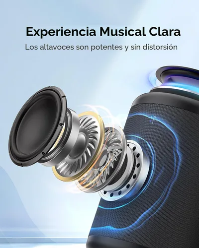 Miniatura 2 de LENRUE Altavoz Bluetooth Pequeño Portátil con Luces, Sonido Envolvente Estéreo TWS, Alimentado por Tipo C, Bluetooth 5.3, Entrada de Tarjeta AUX TF