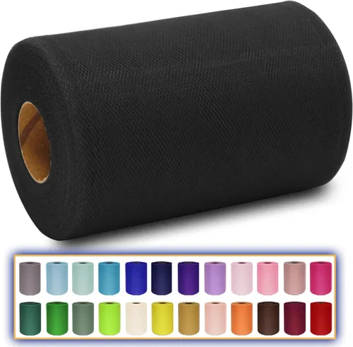 Miniatura 26 de Rollo de tela de tul azul agua de 6 pulgadas x 300 pies (100 yardas), cinta de tul mate cinta de red malla carrete para DIY falda tutú lazo de boda