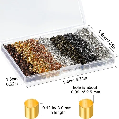 Miniatura 4 de 3500 cuentas de tubo de engarce de 7 colores, cuentas de engarce de joyería para aretes, pulseras, collares, colgantes, manualidades, accesorios