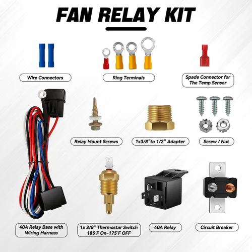 Miniatura 6 de Auto Dynasty Ventilador de radiador eléctrico, conjunto universal de ventilador de refrigeración de radiador de 7 pulgadas con kit de relé de Negro