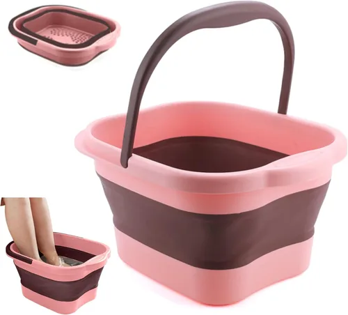 Tina de baño plegable para pies y spa para niñas y mujeres, cubeta inflable para remojar pies con asa y punto de acupuntura para masaje de pies,
