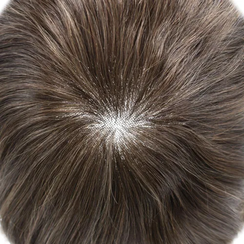 Miniatura 3 de Toupee Hair Piece French Lace Real Human Hair Mens Hair Units System Front Bleched Knot Toupee para hombres, postizos de línea capilar natural