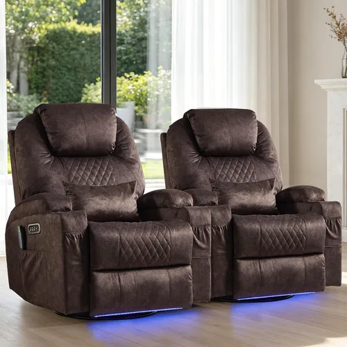 Miniatura 12 de Silla reclinable giratoria de doble motor para adultos con calor y masaje, mecedora eléctrica de pared para guardería, sala de estar con luces LED