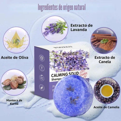 Miniatura 2 de DBEAUTYM Paquete de 2 barras de champú de lavanda, barra sólida para el cabello y jabón para el cabello con efecto acondicionador, barras de champú