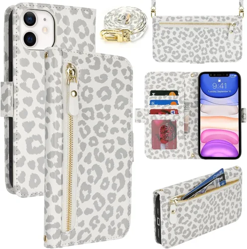 Miniatura 18 de Lipvina Funda tipo cartera para iPhone 12 Pro Max / 13 Pro Max para mujeres, bolsillo con cremallera, funda de teléfono de cuero PU con soporte