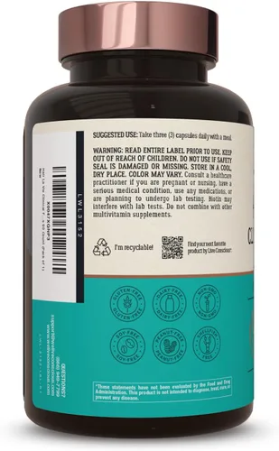 Miniatura 9 de Hair La Vie Live Conscious - Vitaminas clínicas para el crecimiento del cabello para mujeres y hombres con biotina, colágeno y palma enana americana