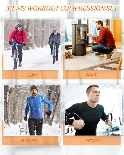 Miniatura 6 de Hicarer Juego de 4 piezas de ropa interior térmica para hombre, pantalones de compresión, camisas de manga larga, capa base, secado rápido, parte