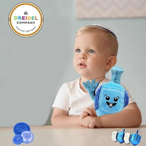 Miniatura 7 de Dreidel de Janucá Musical de Peluche para Niños Reproduce 2 Canciones de Janucá Dreidel de Peluche Relleno Melodioso Dreidel de Janucá Giratoria