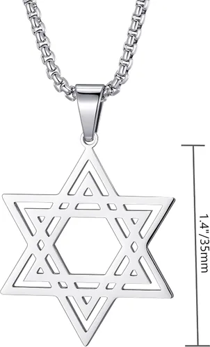 Miniatura 4 de Collar con colgante de estrella de David para hombre, colgante hexagonal judío de acero inoxidable para hombres
