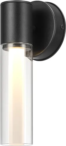 Miniatura 16 de Aplique de pared Globe Electric 60000022 para exterior con LED integrado de 11,5 W, negro mate, acento dorado, 400 lúmenes, 3000 Kelvin, 90 CRI