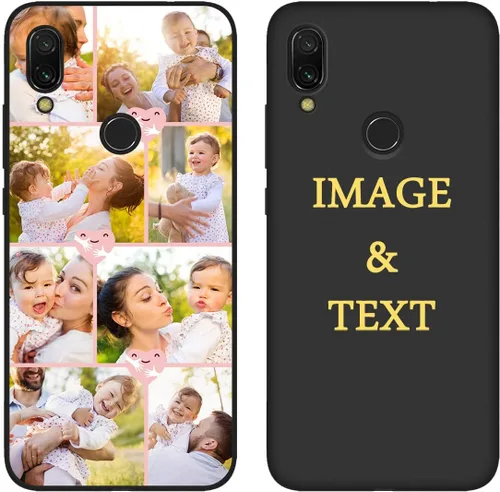 Miniatura 9 de Funda personalizada para teléfono Redmi Note 7 de 6.3 pulgadas, funda personalizada con múltiples imágenes, funda suave con nombre, regalo de Negro
