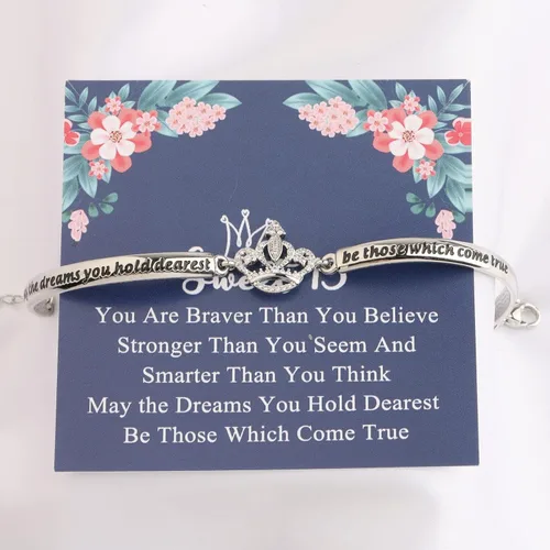 Miniatura 5 de LQRI Sweet 15 Gifts Girls Sweet 15 Jewelry Quinceañera Gift Princess Crown Bracelet May the Dreams You Hold Quearest Be those which come true