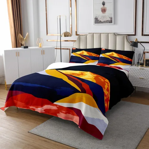 Miniatura 2 de Erosebridal Juego de ropa de cama minimalista moderna de tamaño individual, juego de ropa de cama de paisaje abstracto de mediados de siglo, juego