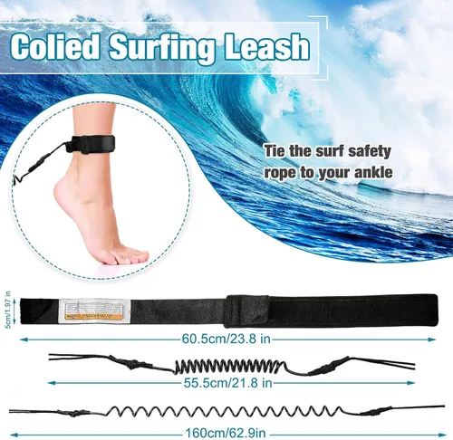 Miniatura 2 de 2 correas de tabla de surf, correa en espiral, para tabla de remo, para tabla de surf, compatible con SUP Surfing, correa de cuerda de pierna