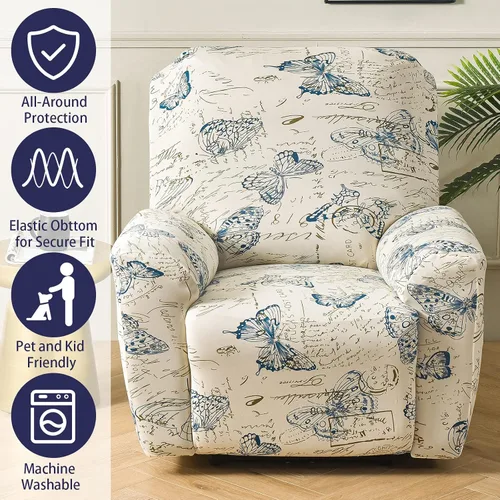 Miniatura 2 de Iauddy Funda para Sillón Reclinable - Funda Elástica Suave Antideslizante para Silla Reclinable de 4 Piezas, Protector de Muebles para Sillón