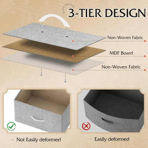 Miniatura 8 de WLIVE Cómoda de 4 cajones para dormitorio, unidad organizadora de almacenamiento de ropa de tela gris claro, cómoda para pasillo, entrada, armarios