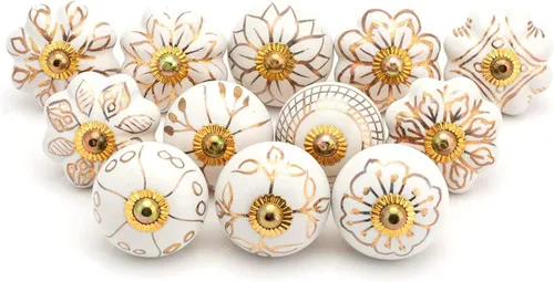 Miniatura 20 de Tiradores y pomos dorados para cajones, varios pomos de puerta antiguos para armarios de cocina, decoración bohemia de granja, juego de 6