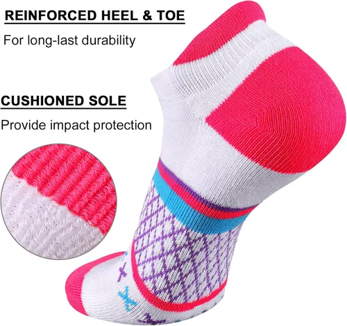 Miniatura 4 de Eallco Calcetines deportivos para mujer con suela acolchada, 6 pares