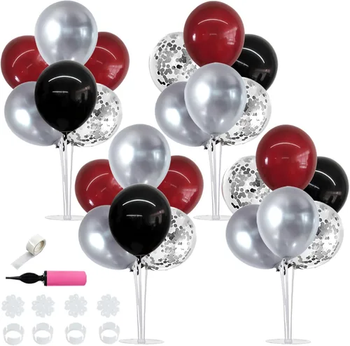 Miniatura 25 de TONIFUL Juego de 6 centros de mesa de globos de color azul marino y plateado para mesa, kit de arco de globos para decoraciones de graduación 2026