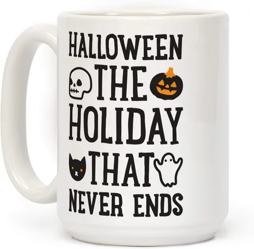 Miniatura 102 de LookHUMAN Taza de Café de Halloween – Halloween Is Meowgical Tazas, Taza de Café Espeluznante Idea de Regalos de Taza, 15 Onzas 10-Blanco